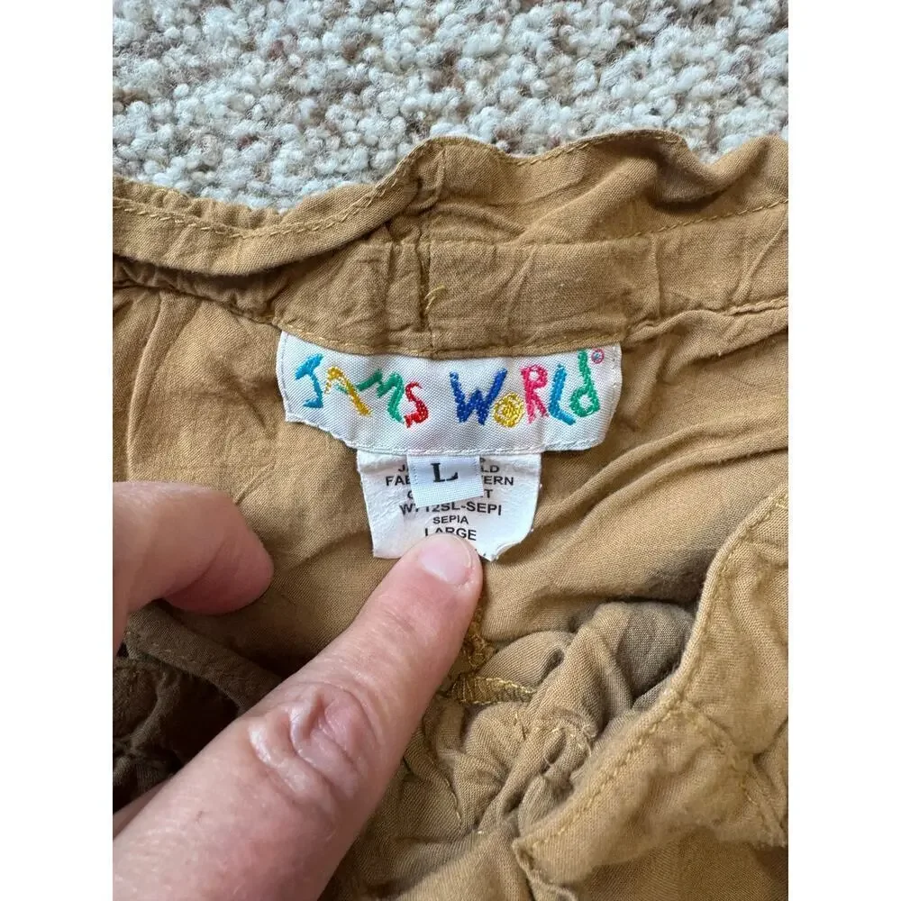 VINTAGE JAMS WORLD Bloomer Capri/Cropped khaki/tan pants, size women's Large